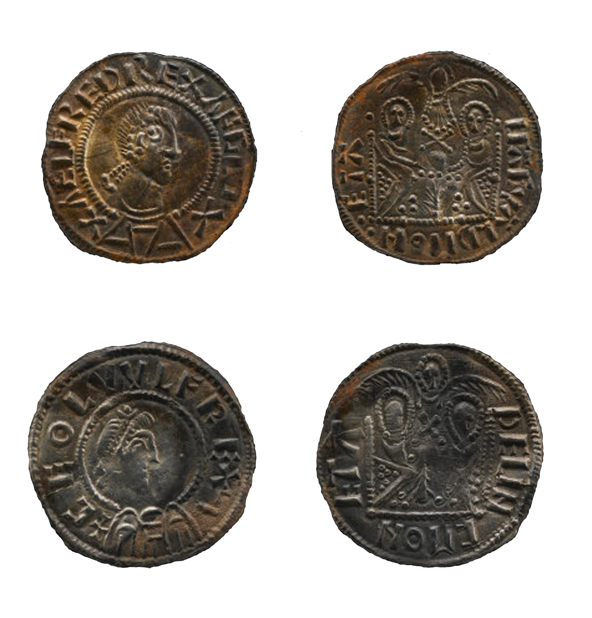 Rare and highly significant silver coins of Alfred of Wessex and of Ceolwulf II of Mercia dated 875-878/9. Including examples of the ‘two emperor’ type, which show a political alliance between the Kingdoms of Wessex and Mercia in the late 9th century