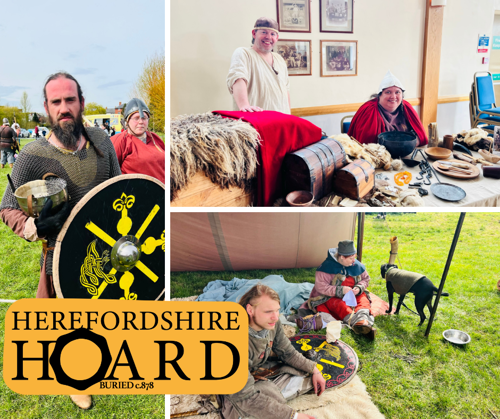 A collage featuring Viking re-enactors and Viking wares from the Viking fin day